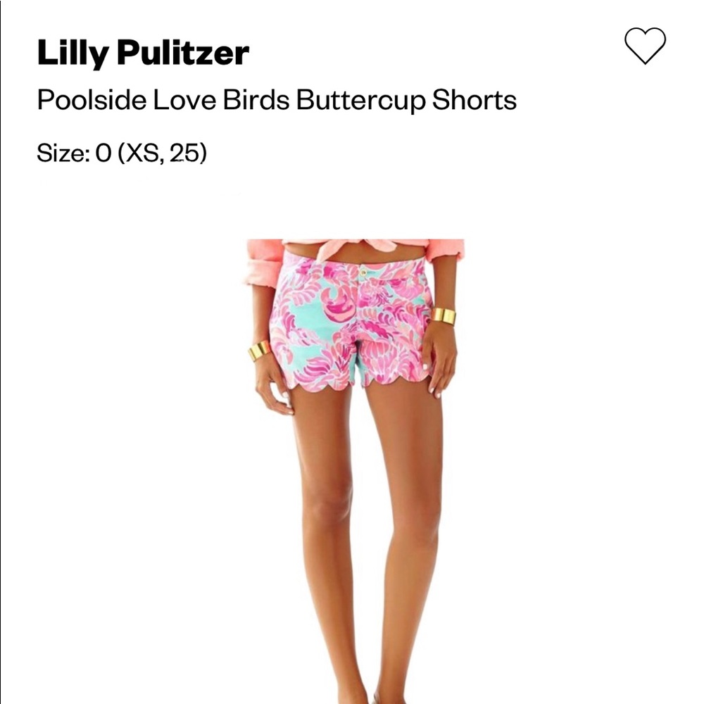 LILLY PULITZER Buttercup Shorts / Love birds print